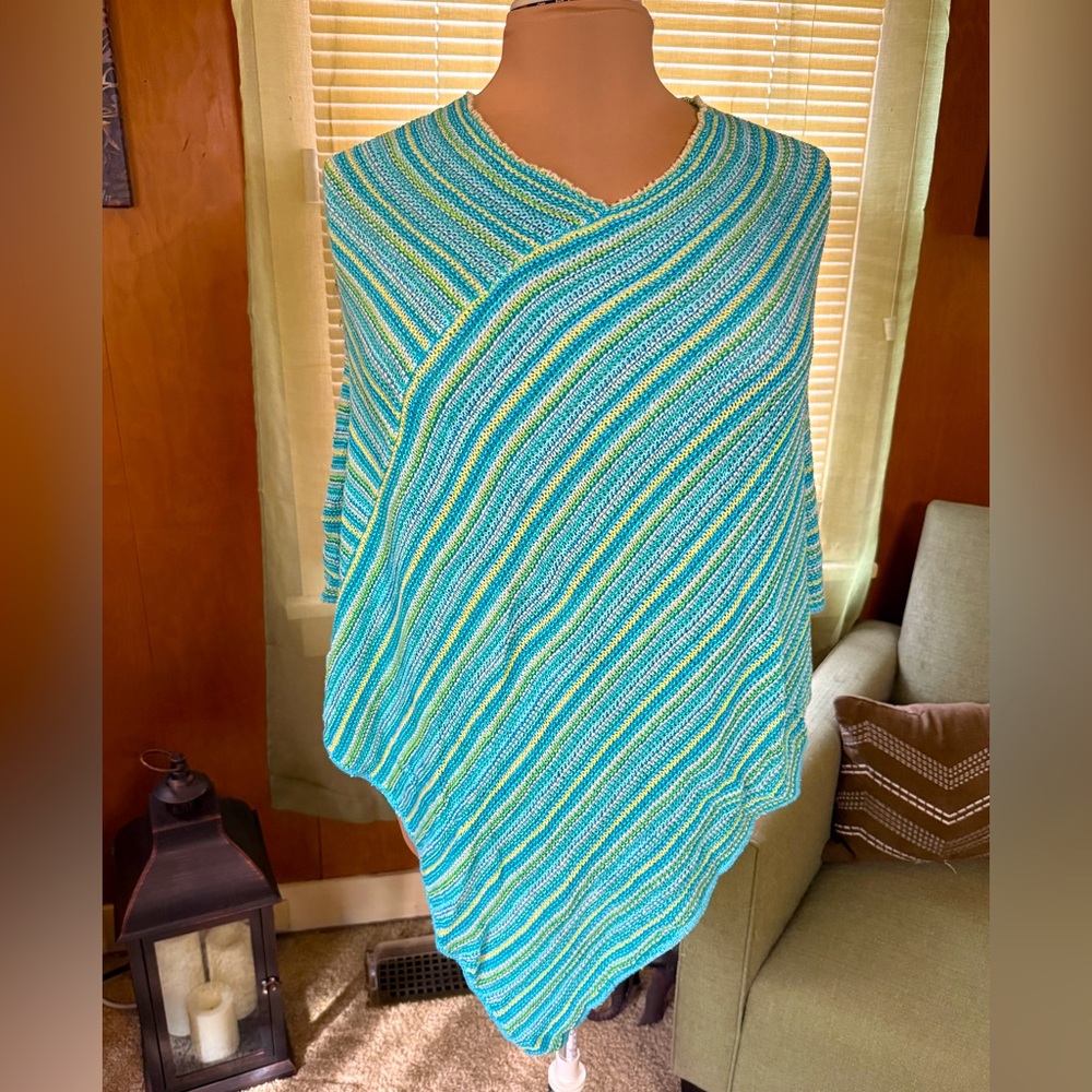 Cervelle Knitted Turquoise Women's Poncho (Size OSFM)